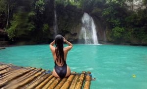 Girl in Kawasan Falls in Badian