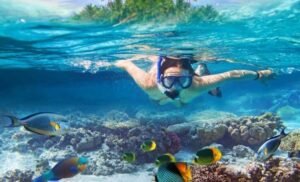 A girl snorkeling in Mactan Cebu